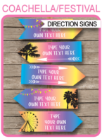 Festival Party Directional Signs – Arrows – bright colors