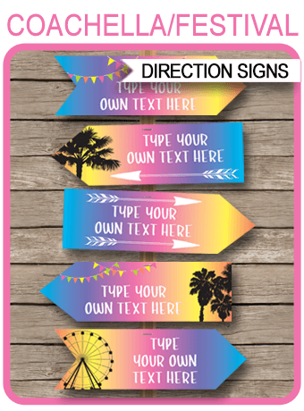 Printable Coachella Party Signs Direction Arrows Party Decorations Printable Coachella Party Signs Direction Arrows Party Decorations