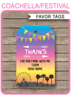 Festival Party Favor Tags template – bright colors