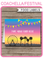 Festival Party Food Labels template – bright colors