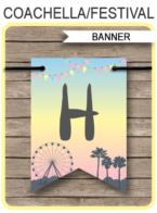 Printable Coachella Themed Party Pennant Banner Template | Coachella Happy Birthday Banner | Custom Banner | DIY Editable Template | Instant Download via simonemadeit.com