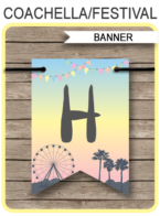 Printable Coachella Themed Party Pennant Banner Template | Coachella Happy Birthday Banner | Custom Banner | DIY Editable Template | Instant Download via simonemadeit.com