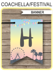 Printable Coachella Themed Party Pennant Banner Template | Coachella Happy Birthday Banner | Custom Banner | DIY Editable Template | Instant Download via simonemadeit.com