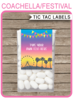 Coachella Tic Tac Labels | Coachella Inspired Birthday Party Favors | Editable & Printable Template | Instant Download via simonemadeit.com