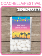 Festival Party Tic Tac Labels – bright colors