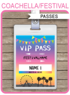 Festival Party VIP Passes template – bright colors