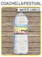 Printable Coachella Themed Party Water Bottle Labels | Birthday Party Decorations | Editable DIY Template | Fete, Gala, Fair, Carnival, Music Festival | INSTANT DOWNLOAD via SIMONEmadeit.com