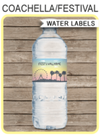 Festival Themed Party Water Bottle Labels – pastel colors