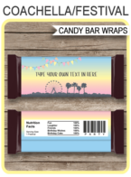 Printable Coachella Themed Party Candy Bar Wrappers | Coachella Birthday Party Favors | Personalized Hershey Candy Bars | Editable Template | INSTANT DOWNLOAD via simonemadeit.com
