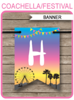 Printable Coachella Party Banner Template | Coachella Inspired Happy Birthday Pennant Banner | Custom Banner | DIY Editable Template | Instant Download via simonemadeit.com