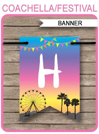 Printable Coachella Party Banner Template | Editable Party Decorations