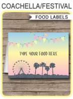 Festival Themed Party Food Labels template – pastel colors