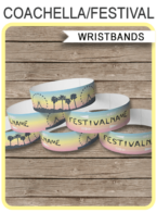 Printable Coachella Themed Party Wristbands | Kidchella, Fauxchella, Music Festival, Fete, Gala, Fair, Carnival | Party Decorations | Coachella Inspired Birthday Party | Editable DIY Template | Instant Download via SIMONEmadeit.com