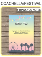 Festival Themed Party Thank You Cards template – pastel colors