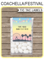 Coachella Themed Party Tic Tac Labels | Coachella Birthday Party Favors | Editable & Printable Template | Instant Download via simonemadeit.com