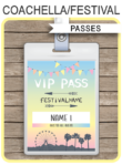 Printable Coachella Themed Party VIP Passes | Festival VIP Pass | Kidchella | Music Festival, Fete, Gala, Fair, Carnival | Editable & Printable Template | Instant Download via simonemadeit.com