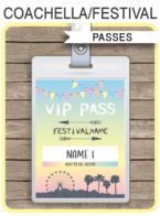 Printable Coachella Themed Party VIP Passes | Festival VIP Pass | Kidchella | Music Festival, Fete, Gala, Fair, Carnival | Editable & Printable Template | Instant Download via simonemadeit.com