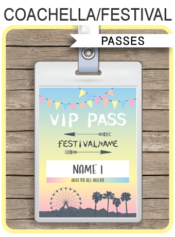 Printable Coachella Themed Party VIP Passes | Festival VIP Pass | Kidchella | Music Festival, Fete, Gala, Fair, Carnival | Editable & Printable Template | Instant Download via simonemadeit.com
