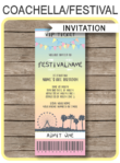 Printable Coachella Themed Party Ticket Invitation Template | Festival Birthday Invite | Kidchella | Music Festival, Fete, Gala, Fair, Carnival | Editable & Printable Template | Instant Download via simonemadeit.com