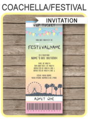 Printable Coachella Themed Party Ticket Invitation Template | Festival Birthday Invite | Kidchella | Music Festival, Fete, Gala, Fair, Carnival | Editable & Printable Template | Instant Download via simonemadeit.com