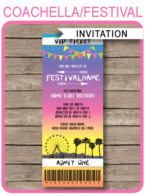 Festival Party Ticket Invitation template – bright colors