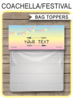 Festival Themed Party Favor Bag Toppers template – pastel colors