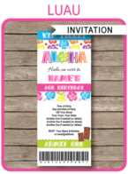 Luau Party Ticket Invitation Template | Luau Birthday Party Ticket Invite | Hawaiian Luau Theme Party | Editable & Printable Template | INSTANT DOWNLOAD via simonemadeit.com