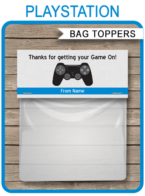Playstation Birthday Party Favor Bag Toppers template – blue