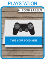 Printable Playstation Birthday Party Food Labels | Black Playstation controller | Food Buffet Tags | Place Cards | Video Game Theme Birthday Party | Editable DIY Template | Instant Download via SIMONEmadeit.com