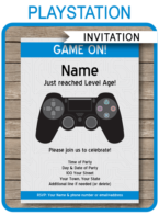 Playstation Birthday Party Invitations template – blue