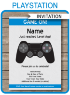 Playstation Birthday Party Invitations template – blue