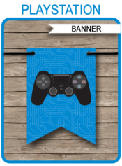 Printable Playstation Birthday Party Pennant Banner Template | Video Game Theme Happy Birthday Banner | Custom Banner | DIY Editable Template | Instant Download via simonemadeit.com