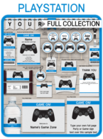 Playstation Birthday Party Printables, Invitations & Decorations - Video Game Theme - Black Playstation Controller - Gamer - Editable & Printable templates - INSTANT DOWNLOAD via simonemadeit.com