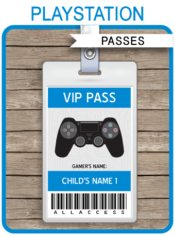 Printable Playstation Birthday Party VIP Passes | Video Game Theme | Gamer Theme | Printable Template with editable text | Access All Areas Pass | INSTANT DOWNLOAD via simonemadeit.com