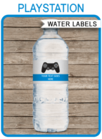 Printable Playstation Birthday Party Water Bottle Labels | Video Game Theme Birthday Party Template | Black Playstation Controller | Gamer | Napkin Wraps | Treat Wraps | INSTANT DOWNLOAD via simonemadeit.com