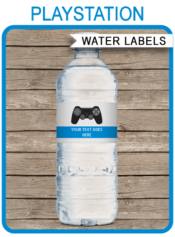 Printable Playstation Birthday Party Water Bottle Labels | Video Game Theme Birthday Party Template | Black Playstation Controller | Gamer | Napkin Wraps | Treat Wraps | INSTANT DOWNLOAD via simonemadeit.com