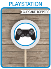 Printable Playstation Birthday Party Cupcake Toppers | Video Game Theme | 2 inch | Gift Tags | DIY Editable Template | INSTANT DOWNLOAD via simonemadeit.com