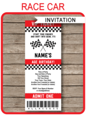 Race Car Party Ticket Invitations | Race Car Birthday Party Invite | Race Car Theme Party | Racing Car | Editable & Printable Template | INSTANT DOWNLOAD via simonemadeit.com