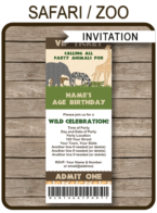Safari Party Ticket Invitation template