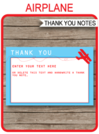 Airplane Birthday Party Thank You Cards template – biplane