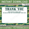 Camo Army Theme Thank You Note Card