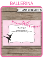 Ballerina Party Thank You Cards template