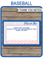 Baseball Party Thank You Cards template