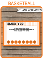 Printable Basketball Party Thank You Notes - Favor Tags - Basketball Birthday Party theme - March Madness Party - Editable Template - Instant Download via simonemadeit.com