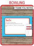Printable Bowling Party Thank You Notes - Favor Tags - Bowling Birthday Party theme - Ten Pin Bowling Party - Editable Template - Instant Download via simonemadeit.com