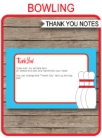 Printable Bowling Party Thank You Notes - Favor Tags - Bowling Birthday Party theme - Ten Pin Bowling Party - Editable Template - Instant Download via simonemadeit.com