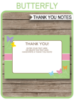 Butterfly Party Thank You Cards template