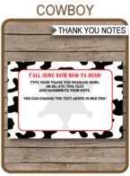 Cowboy Party Thank You Cards template