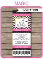 Pink Magic Party Ticket Invitation Template | Magic Birthday Party Ticket Invite | Magic Theme Party | Editable & Printable Template | INSTANT DOWNLOAD via simonemadeit.com