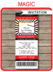 Printable Magic Ticket Invitation Template | Magic Birthday Party Ticket Invite | Magic Theme Party | Editable & Printable Template | INSTANT DOWNLOAD via simonemadeit.com